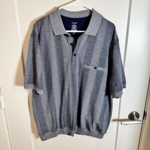 David Taylor Collection Mens Blue Striped Short Sleeve‎ Polo Shirt L/G
